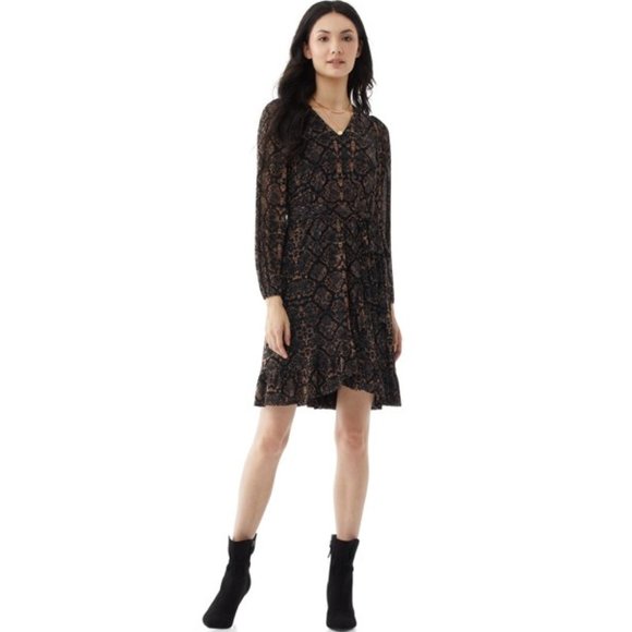 Scoop Printed Mesh Wrap Dress - XS - Picture 1 of 4